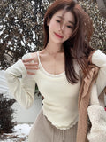 Pure Style Fake Two Long-Sleeved T-Shirt Girls Autumn Dress Inside The Bottom Shirt Design Sense Of Irregular Short Shirt