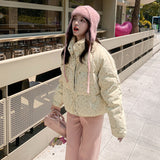 Pink Crushed Cotton Coat Woman 2025 New Autumn And Winter Korean Lovely Milk High-End Lazy Style Wearing Top