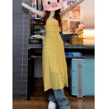 Yellow Dopamine T-Waisted Skirt Sling Dress Women's Summer 2025 New Small French Floral Dress