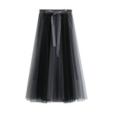 Pining Yarn Skirt Half Skirt New Medium-Length A-Character Mesh Dress Dress Fairy Dress 8576
