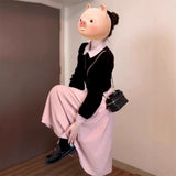 French Sweet College Style Folded Waistcoat Dress 2026 Spring And Autumn New Temperament Long-Sleeved Top Two Sets