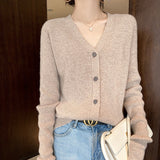 Wool Blending 2026 Autumn And Winter Women's New Loose Loose Solid Color V-Neck Short Sweater Knitted Shirt Outside