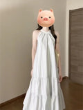 Seaside Holiday Wind Hanging Neck Sling Dress Women Summer High-Grade Temperament A-Shaped Skirt
