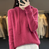 Line Ready-Wear 100% Pure Wool 2026 Autumn And Winter New Women's Short-Colored Hoodie T-Shirt Jersey Sweater