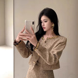 French Small Fragrant Two Sets Of Coarse Flowers, The Sleeve Short Jacket 2025 Autumn And Winter Wear A Bag Of Hips And Skirts