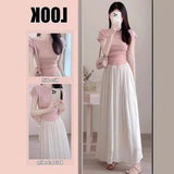 Summer Dress Gentle Wind Lady Wears Women's Suit Dress Korean Drama Temperament High-End Two Sets Of Chic Korean Style