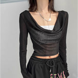 Sweet Cool Hottie Sexy Long-Sleeved Hooded T-Shirt With Short Sunscreen Leisure Thin Umbilion Spousal Hooded Blouse Spring And Summer