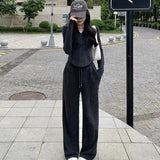 Slim And Age-Old Fashionable Casual Suit Women's Spring And Autumn Hoods On The Body Of Broad Leg Pants Loose Sportswear Two Sets