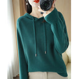 Wool Blended 2026 Autumn And Winter New Women's Loose Casual With Hat Jacket Solid Color Short Knitted Hoodie