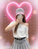 Lazy Wind Out Of The Shoulder Short-Sleeved T-Shirts In The Summer Pure Babes Design Sense Of A Small Loose Collar On The Shoulder