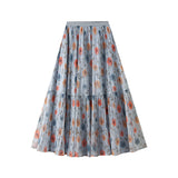Positive And Anti-Two Wearing Mesh Rose Print Half-Dress Women Spring And Summer 2025 New Fairy Dress 100-Folded Skirt 8933