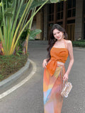 Summer Dopamine Holiday Suit Women Feel Sleeveless Tsets Two Sets Of Tie Design Small Dress