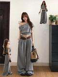Korean Atmosphere Wears A Set Of Women's Summer Age-Deasy Embroidery Top High-Waisted Casual Pants Two Sets Of Tide